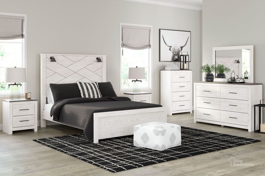 The appearance of Gerridan White Panel Bedroom Set designed by Signature Design by Ashley in the modern / contemporary interior design. This white/gray piece of furniture  was selected by 1StopBedrooms from Gerridan Collection to add a touch of cosiness and style into your home. Sku: B1190-54;B1190-57;B1190-98;B1190-92. Bed Type: Panel Bed. Material: Wood. Product Type: Panel Bed. Bed Size: Queen. Image1
