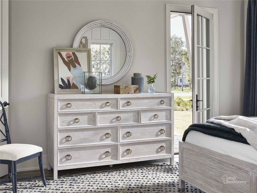 The appearance of Getaway Sea Oat Getaway Dresser designed by Universal in the transitional interior design. This sea piece of furniture  was selected by 1StopBedrooms from Getaway Collection to add a touch of cosiness and style into your home. Sku: U033040. Product Type: Dresser. Image1
