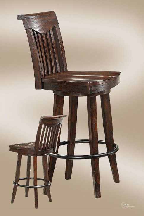 The appearance of Gettysburg 30 Inch Dark Distressed Bar Stool Set of 2 designed by ECI in the rustic / southwestern interior design. This brown piece of furniture  was selected by 1StopBedrooms from Gettysburg Collection to add a touch of cosiness and style into your home. Sku: 1475-05-BS30. Material: Wood. Product Type: Barstool. Image1