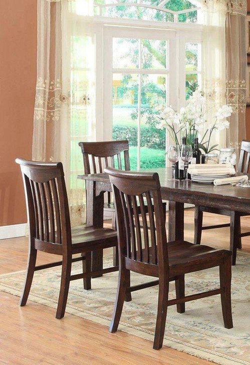 The appearance of Gettysburg Distressed Dark Oak Side Chair Set of 2 designed by ECI in the rustic / southwestern interior design. This brown piece of furniture  was selected by 1StopBedrooms from Gettysburg Collection to add a touch of cosiness and style into your home. Sku: 1475-05-S. Material: Wood. Product Type: Dining Chair. Image1