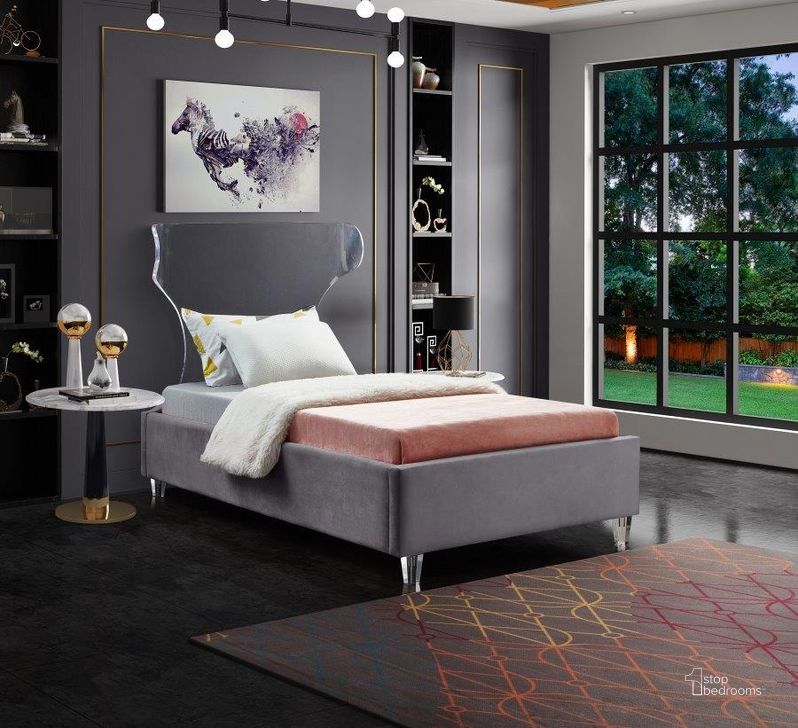 The appearance of Ghost Velvet Twin Bed In Grey designed by Meridian in the modern / contemporary interior design. This grey piece of furniture  was selected by 1StopBedrooms from Ghost Collection to add a touch of cosiness and style into your home. Sku: GhostGrey-T-1;GhostGrey-T-2. Product Type: Bed. Bed Size: Twin. Material: Velvet. Image1