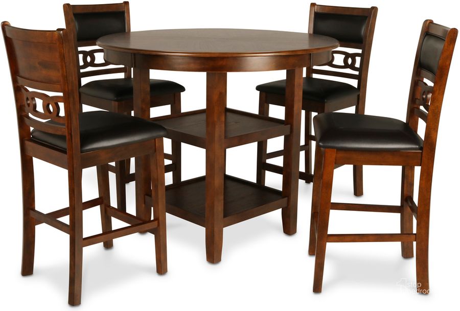 The appearance of Gia Brown 5 Piece Round Counter Height Dining Room Set designed by New Classic in the modern / contemporary interior design. This brown piece of furniture  was selected by 1StopBedrooms from Gia Collection to add a touch of cosiness and style into your home. Sku: D1701-52S-BRN. Product Type: Dining Room Set. Image1