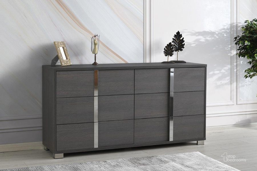 The appearance of Giulia Dresser in Matte Gray designed by J&M in the modern / contemporary interior design. This matte piece of furniture  was selected by 1StopBedrooms from Giulia Collection to add a touch of cosiness and style into your home. Sku: SR07-203. Product Type: Dresser. Image1