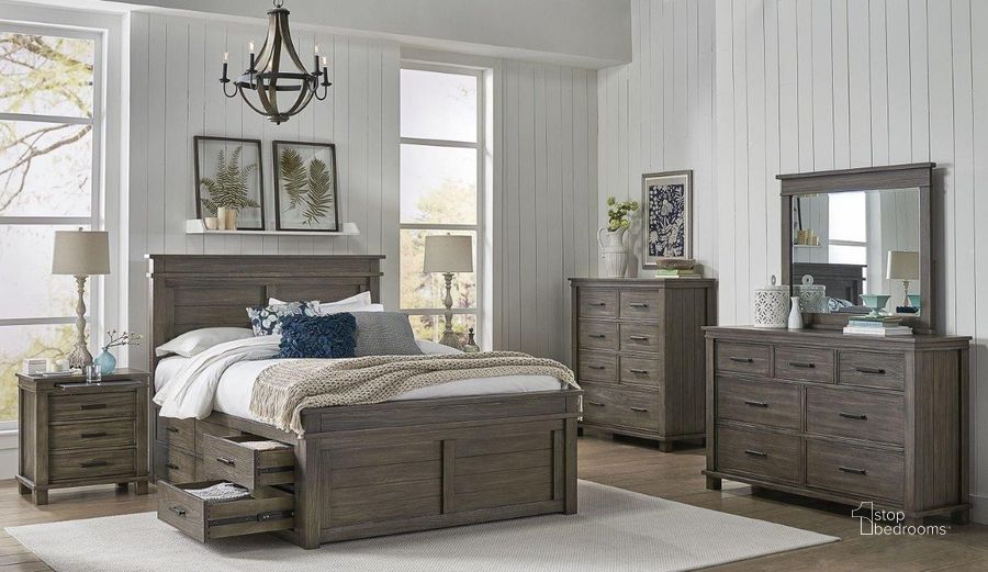 The appearance of Glacier Point Grey Stone Captains Storage Bedroom Set designed by A-America in the transitional interior design. This brown piece of furniture  was selected by 1StopBedrooms from Glacier Point Collection to add a touch of cosiness and style into your home. Sku: GLPGR505F;GLPGR503H;GLPGR505N;GLPGR503P;GLPGR505Q;GLPGR5750. Bed Type: Storage Bed. Product Type: Storage Bed. Bed Size: Queen. Material: Pine.