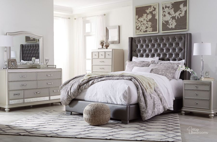 The appearance of Glendon Gray Bedroom Set designed by Windsor Home in the modern / contemporary interior design. This silver piece of furniture  was selected by 1StopBedrooms from Glendon Collection to add a touch of cosiness and style into your home. Sku: B650-87;B650-84;B650-93. Bed Type: Panel Bed. Material: Fabric. Product Type: Panel Bed. Bed Size: Full. Image1
