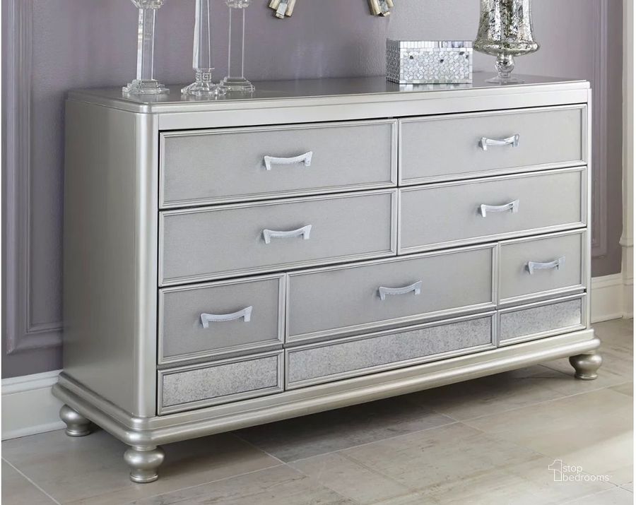 The appearance of Glendon Silver Dresser designed by Windsor Home in the modern / contemporary interior design. This silver piece of furniture  was selected by 1StopBedrooms from Glendon Collection to add a touch of cosiness and style into your home. Sku: B650-31. Material: Wood. Product Type: Dresser. Image1