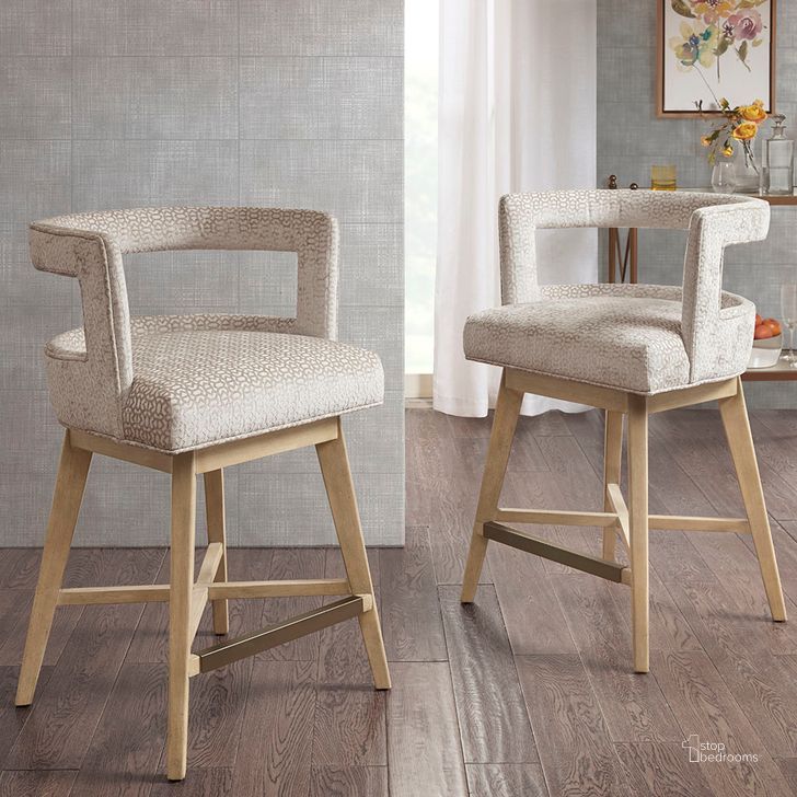 The appearance of Glenwood Swivel Counter Stool In Cream designed by Olliix in the modern / contemporary interior design. This cream piece of furniture  was selected by 1StopBedrooms from Glenwood Collection to add a touch of cosiness and style into your home. Sku: MP104-0787. Material: Wood. Product Type: Barstool. Image1