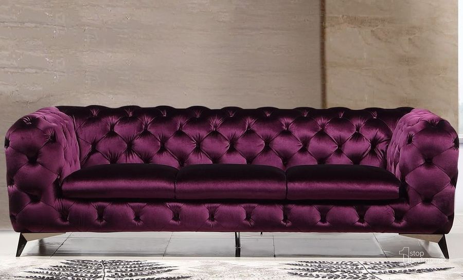 The appearance of Glitz Purple Sofa designed by J&M in the modern / contemporary interior design. This purple piece of furniture  was selected by 1StopBedrooms from Glitz Collection to add a touch of cosiness and style into your home. Sku: 183352-S-P. Material: Fabric. Product Type: Sofa. Image1