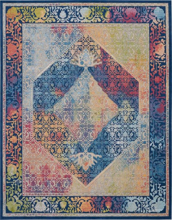 The appearance of Global Vintage Blue And Multicolor 8 X 10 Area Rug designed by Nourison in the transitional interior design. This blue and multicolor piece of furniture  was selected by 1StopBedrooms from Global Vintage Collection to add a touch of cosiness and style into your home. Sku: 99446458209. Material: Polypropylene. Product Type: Area Rugs. Image1