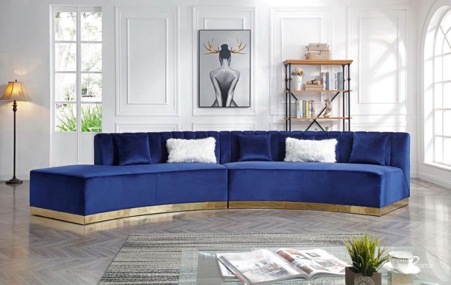 The appearance of Glory Brentwood Blue G0432 Sectional designed by Glory in the modern / contemporary interior design. This blue piece of furniture  was selected by 1StopBedrooms from Brentwood Collection to add a touch of cosiness and style into your home. Sku: G0432-S-Curved Sofa;G0432-SCH-Curved Sofa Chaise. Material: Steel. Product Type: Sectional. Layout: Curved. Image1