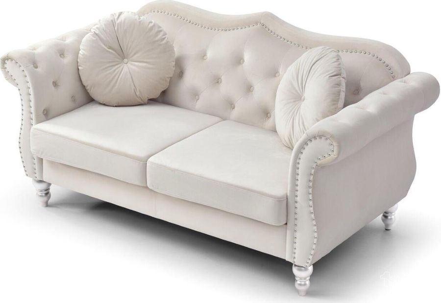 The appearance of Glory Furniture Hollywood Ivory Loveseat designed by Glory in the transitional interior design. This ivory piece of furniture  was selected by 1StopBedrooms from Hollywood Collection to add a touch of cosiness and style into your home. Sku: G0667A-L-Loveseat Base and Cushions;G0667A-L-Loveseat Arms. Material: Wood. Product Type: Loveseat. Image1