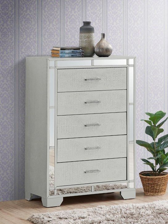 The appearance of Glory Furniture Madison Chest In Silver Champagne designed by Glory in the modern / contemporary interior design. This silver piece of furniture  was selected by 1StopBedrooms from Madison Collection to add a touch of cosiness and style into your home. Sku: G6600-CH. Product Type: Chest. Image1
