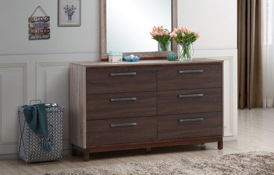 The appearance of Glory Furniture Magnolia Gray/Brown Dresser designed by Glory in the transitional interior design. This gray/brown piece of furniture  was selected by 1StopBedrooms from Magnolia Collection to add a touch of cosiness and style into your home. Sku: G1400-D-DRESSER. Material: Wood. Product Type: Dresser. Image1