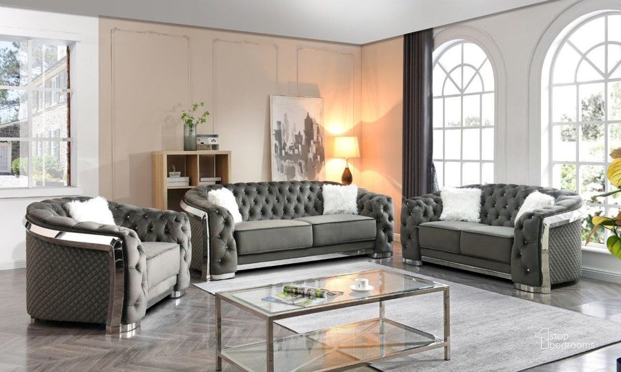 The appearance of Glory Furniture Sapphire Gray Living Room Set designed by Glory in the glam interior design. This gray piece of furniture  was selected by 1StopBedrooms from Sapphire Collection to add a touch of cosiness and style into your home. Sku: G0590A-S;G0590A-L. Product Type: Living Room Set. Material: Foam. Image1