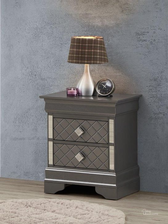 The appearance of Glory Furniture Verona Nightstand In Charcoal designed by Glory in the modern / contemporary interior design. This charcoal piece of furniture  was selected by 1StopBedrooms from Verona Collection to add a touch of cosiness and style into your home. Sku: G6702-N. Material: Wood. Product Type: Nightstand. Image1