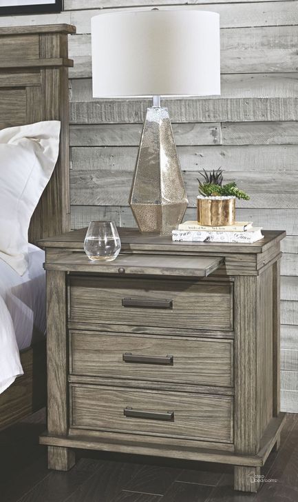 The appearance of Glacier Point Greystone Nightstand designed by A-America in the rustic / southwestern interior design. This brown piece of furniture  was selected by 1StopBedrooms from Glacier Point Collection to add a touch of cosiness and style into your home. Sku: GLPGR5750. Product Type: Nightstand. Material: Pine. Image1