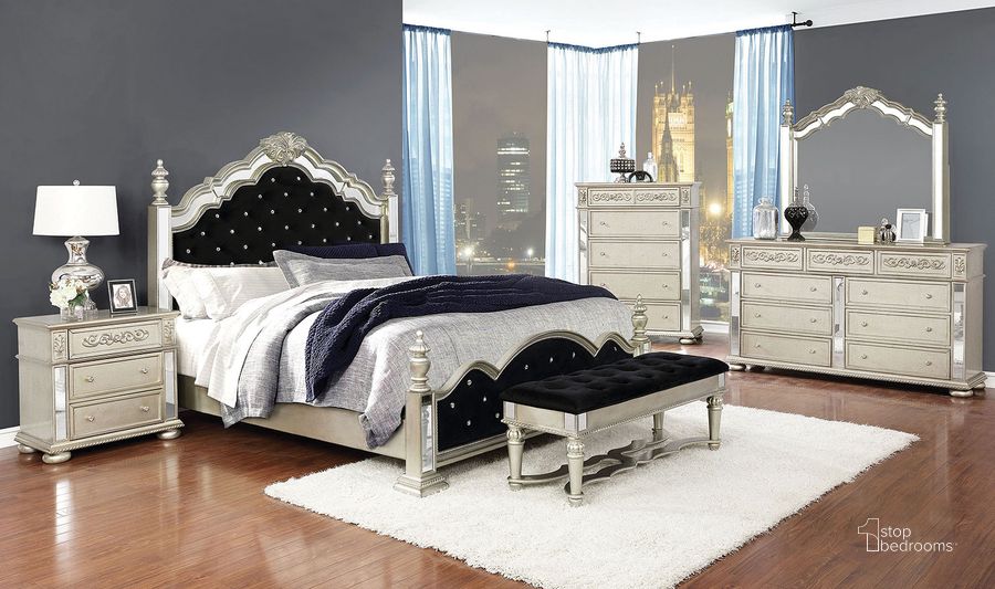 The appearance of Gordondale Beige Bedroom Set designed by Versailles Home in the transitional interior design. This beige piece of furniture  was selected by 1StopBedrooms from Gordondale Collection to add a touch of cosiness and style into your home. Sku: 222731QB1;222731QB2;222731QB3;222731QB4;222732. Bed Type: Poster Bed. Material: Wood. Product Type: Poster Bed. Bed Size: Queen. Image1