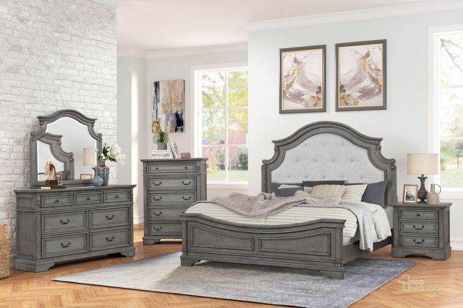 The appearance of Grace 4 Piece Tufted King Bedroom Set In Gray designed by Galaxy Home Furnishings in the modern / contemporary interior design. This gray piece of furniture  was selected by 1StopBedrooms from Grace Collection to add a touch of cosiness and style into your home. Sku: 698781306123. Material: Wood. Product Type: Bedroom Set. Image1
