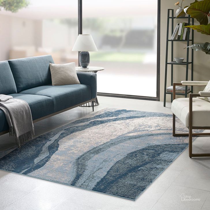 The appearance of Grace Antique Wave Blue Area Rug In Blue MP35-7563 designed by Olliix in the transitional interior design. This blue piece of furniture  was selected by 1StopBedrooms from Grace Collection to add a touch of cosiness and style into your home. Sku: MP35-7563. Material: Polyester. Product Type: Rug. Image1