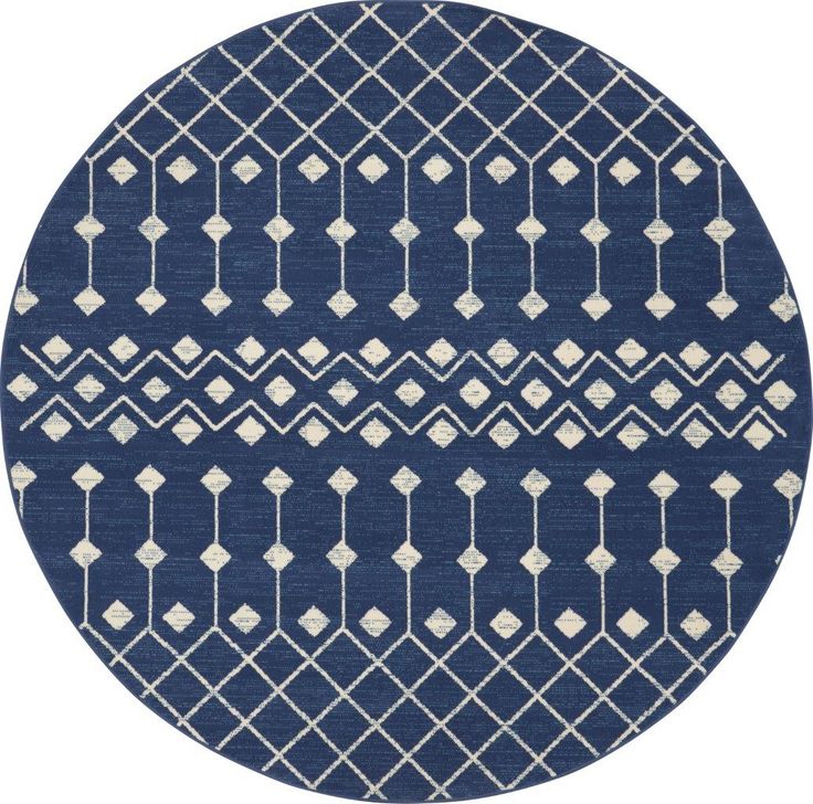 The appearance of Grafix Navy 8 Round Area Rug designed by Nourison in the modern / contemporary interior design. This navy piece of furniture  was selected by 1StopBedrooms from Grafix Collection to add a touch of cosiness and style into your home. Sku: 99446753397. Material: Polypropylene. Product Type: Area Rugs. Image1