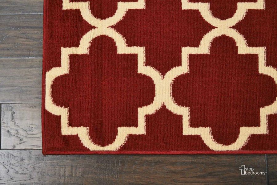 The appearance of Grafix Red 8 X 10 Area Rug designed by Nourison in the transitional interior design. This red piece of furniture  was selected by 1StopBedrooms from Grafix Collection to add a touch of cosiness and style into your home. Sku: 99446395023. Material: Polypropylene. Product Type: Area Rugs. Image1