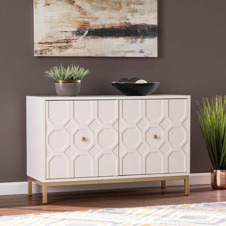 The appearance of Gramdlynn Two-Door Accent Cabinet designed by SEI Furniture in the modern / contemporary interior design. This white piece of furniture  was selected by 1StopBedrooms from Gramdlynn Collection to add a touch of cosiness and style into your home. Sku: HZ1153005. Material: Wood. Product Type: Accent Cabinet. Image1