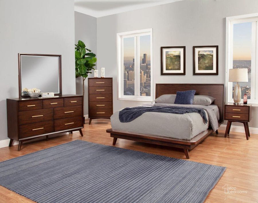 The appearance of Gramercy California King Platform Bed In Walnut designed by Alpine in the  interior design. This walnut piece of furniture  was selected by 1StopBedrooms from Gramercy Collection to add a touch of cosiness and style into your home. Sku: 1978-07CK. Bed Type: Platform Bed. Material: Wood. Product Type: Platform Bed. Bed Size: California King. Image1