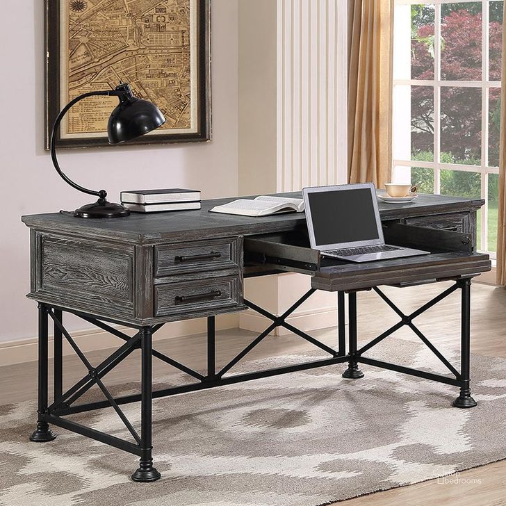 The appearance of Gramercy Park Vintage Burnished Smoke Writing Desk designed by Parker House in the transitional interior design. This gray piece of furniture  was selected by 1StopBedrooms from Gramercy Park Collection to add a touch of cosiness and style into your home. Sku: GRAM#9085. Material: Wood. Product Type: Writing Desk. Image1