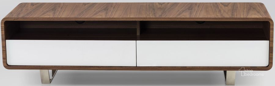 The appearance of Gramercy Walnut TV Base designed by J&M in the modern / contemporary interior design. This white piece of furniture  was selected by 1StopBedrooms from Gramercy Collection to add a touch of cosiness and style into your home. Sku: 18237. Product Type: TV Stand. Image1