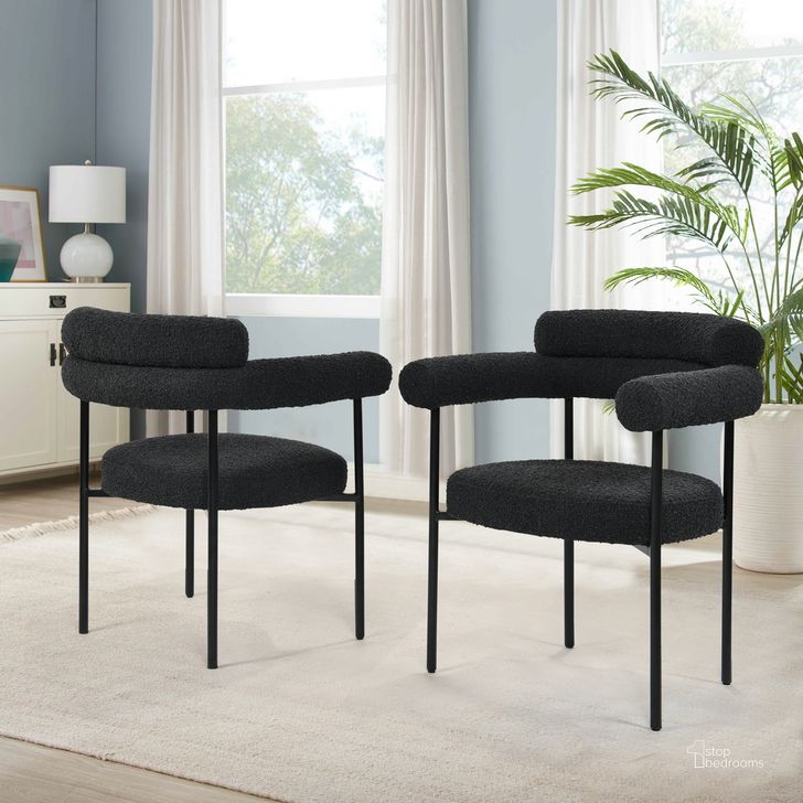 The appearance of Granada Metal Boucle Arm Chair Set of 2 In Black designed by Best Master Furniture in the modern / contemporary interior design. This black piece of furniture  was selected by 1StopBedrooms from Granada Collection to add a touch of cosiness and style into your home. Sku: 634BC. Material: Metal. Product Type: Dining Chair. Image1