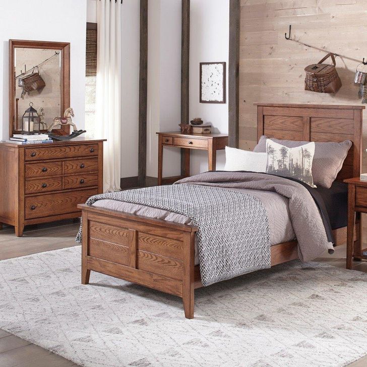 The appearance of Grandpas Brown Youth Bedroom Set 175-YBR-TSL-175-BR61 designed by Liberty in the rustic / southwestern interior design. This brown piece of furniture  was selected by 1StopBedrooms from Grandpas Collection to add a touch of cosiness and style into your home. Sku: 175-BR11HF;175-BR11R;175-BR61. Bed Type: Sleigh Bed. Material: Wood. Product Type: Sleigh Bed. Bed Size: Twin. Image1