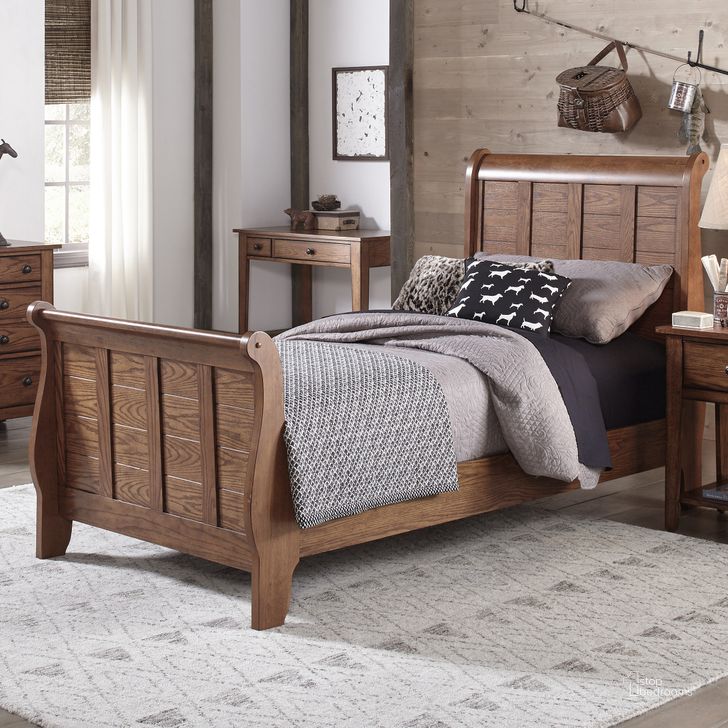 The appearance of Grandpas Cabin Full Sleigh Bed designed by Liberty in the traditional interior design. This brown piece of furniture  was selected by 1StopBedrooms from Grandpas Collection to add a touch of cosiness and style into your home. Sku: 175-BR12HF;175-BR12R. Bed Type: Sleigh Bed. Material: Wood. Product Type: Sleigh Bed. Bed Size: Full. Image1