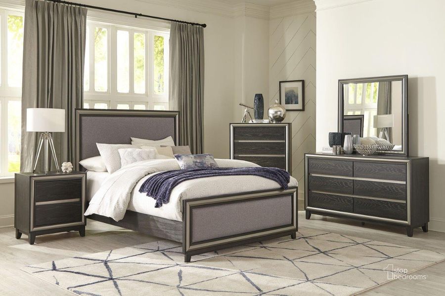 The appearance of Grant Ebony And Silver Panel Bedroom Set designed by Homelegance in the transitional interior design. This silver and black piece of furniture  was selected by 1StopBedrooms from Grant Collection to add a touch of cosiness and style into your home. Sku: 1536-1;1536-3;1536-4. Bed Type: Panel Bed. Material: Wood. Product Type: Panel Bed. Bed Size: Queen. Image1
