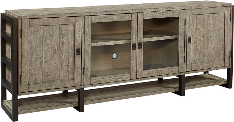 The appearance of Grayson 85 Inch Console In Grey designed by Aspenhome in the rustic / southwestern interior design. This grey piece of furniture  was selected by 1StopBedrooms from Grayson Collection to add a touch of cosiness and style into your home. Sku: I215-284. Material: Wood. Product Type: TV Console. Image1