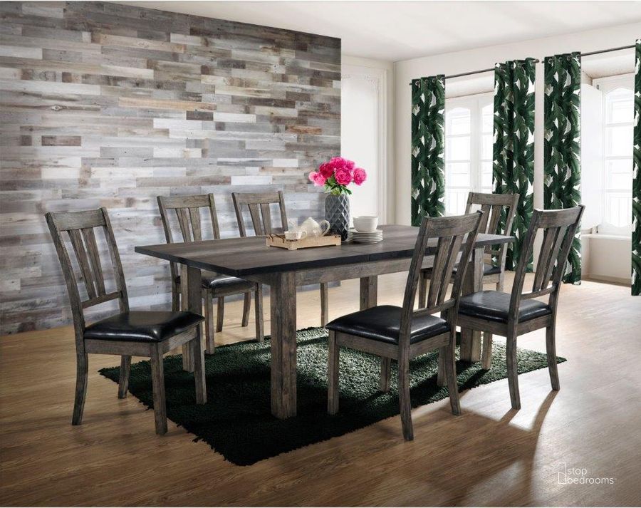 The appearance of Grayson Grey Oak Extendable Rectangular Dining Room Set designed by Picket House in the rustic / southwestern interior design. This gray piece of furniture  was selected by 1StopBedrooms from Grayson Collection to add a touch of cosiness and style into your home. Sku: DNH100DT;DNH100SCWVS. Table Base Style: Legs. Product Type: Dining Room Set. Table Top Shape: Rectangular. Material: Rubberwood. Size: 42". Image1