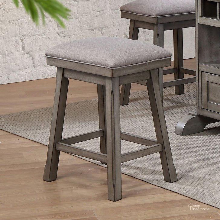The appearance of Graystone Burnished Gray 24 Inch Saddle Stool Set of 2 designed by ECI in the transitional interior design. This gray piece of furniture  was selected by 1StopBedrooms from Graystone Collection to add a touch of cosiness and style into your home. Sku: 0590-70-SS24. Material: Wood. Product Type: Barstool. Image1