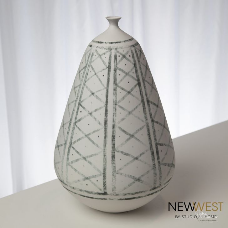 The appearance of Grenz Medium Vase In Hand Painted designed by Global Views in the modern / contemporary interior design. This gray piece of furniture  was selected by 1StopBedrooms from Grenz Collection to add a touch of cosiness and style into your home. Sku: NW7.10005. Material: Porcelain. Product Type: Vase. Image1