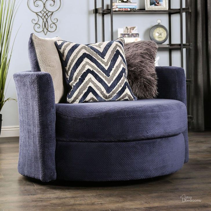 The appearance of Griswold Swivel Chair In Navy designed by Furniture of America in the transitional interior design. This navy piece of furniture  was selected by 1StopBedrooms from Griswold Collection to add a touch of cosiness and style into your home. Sku: SM5151-CH. Material: Wood. Product Type: Swivel Chair.