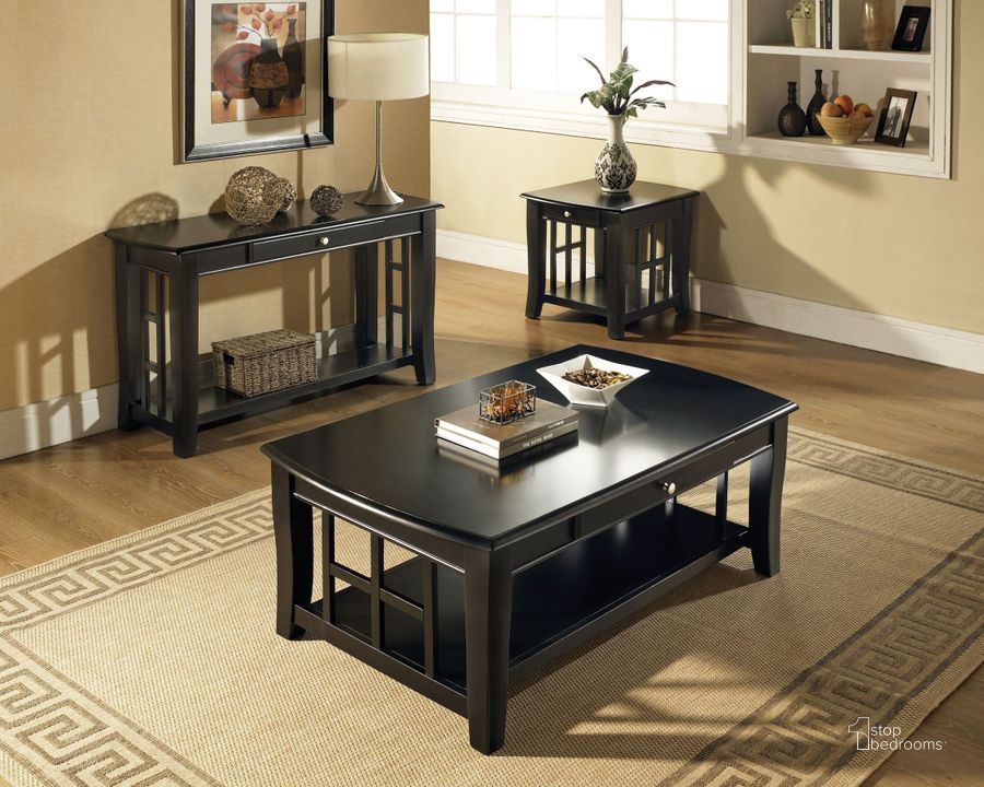 The appearance of Cassidy Ebony Occasional Table Set designed by Steve Silver in the modern / contemporary interior design. This black piece of furniture  was selected by 1StopBedrooms from Cassidy Collection to add a touch of cosiness and style into your home. Sku: HA250C;HA250E. Material: Wood. Product Type: Occasional Table Set.