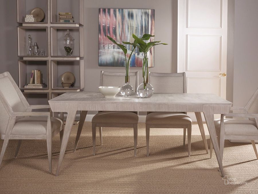 The appearance of Haiku Bianco Rectangular Dining Room Set designed by Artistica Home in the modern / contemporary interior design. This white piece of furniture  was selected by 1StopBedrooms from Haiku Collection to add a touch of cosiness and style into your home. Sku: 01-2057-877-40;01-2057-880-40-01. Table Base Style: Legs. Product Type: Dining Room Set. Table Top Shape: Rectangular. Size: 72". Image1