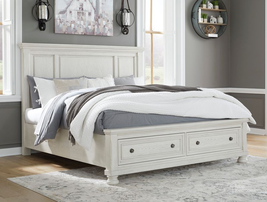 The appearance of Hallersville Antique White King Storage Bed 0qd24542282 designed by Isaac Tahari in the transitional interior design. This antique white piece of furniture  was selected by 1StopBedrooms from Hallersville Collection to add a touch of cosiness and style into your home. Sku: B742-58;B742-76;B742-99. Bed Type: Storage Bed. Material: Wood. Product Type: Storage Bed. Bed Size: King. Image1