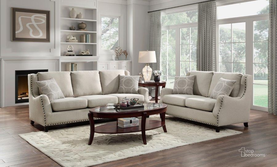 The appearance of Halton Beige Living Room Set designed by Homelegance in the transitional interior design. This beige piece of furniture  was selected by 1StopBedrooms from Halton Collection to add a touch of cosiness and style into your home. Sku: 9339BE-3;9339BE-2. Material: Wood. Product Type: Living Room Set. Image1