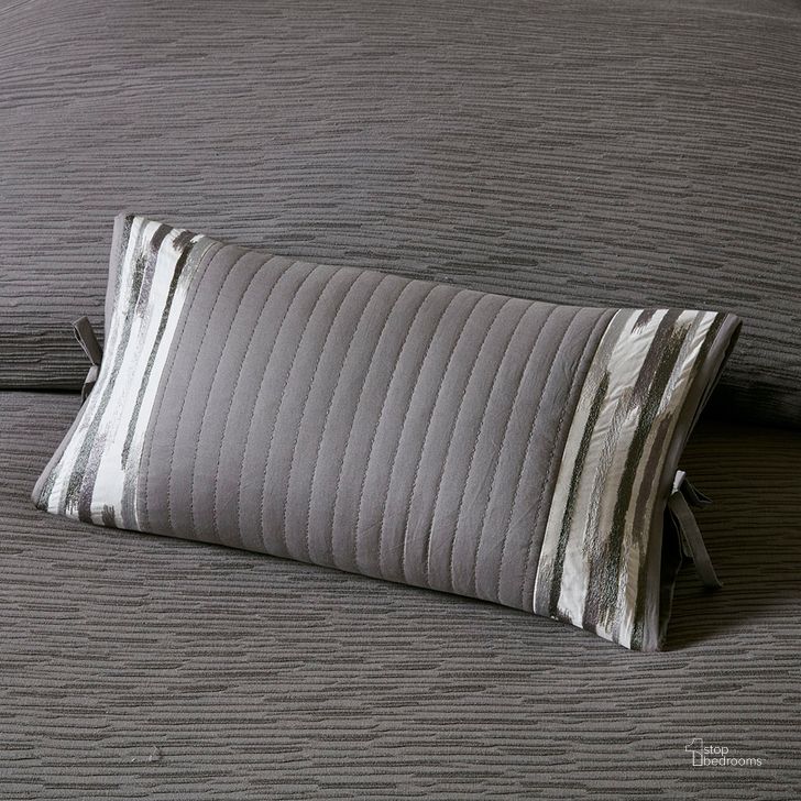 The appearance of Hanae Cotton Embroidered Oblong Decorative Pillow In Grey designed by Olliix in the transitional interior design. This grey piece of furniture  was selected by 1StopBedrooms from Hanae Collection to add a touch of cosiness and style into your home. Sku: NS30-3254. Material: Polyester. Product Type: Pillow. Image1