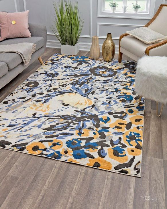 The appearance of Hanna VA10A Blue Honey Floral Transitional Blue 8' x 10' Area Rug designed by Rugs America in the transitional interior design. This blue piece of furniture  was selected by 1StopBedrooms from Hanna Collection to add a touch of cosiness and style into your home. Sku: RA28466. Material: Polypropylene. Product Type: Area Rugs. Image1