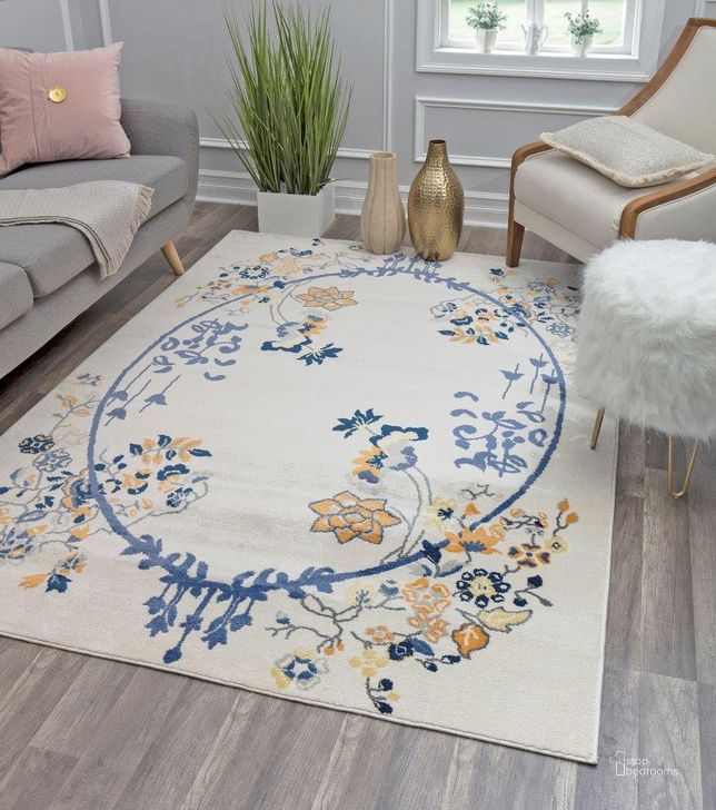 The appearance of Hanna VA20D Gold Magnolia Floral Transitional White 9' x 12' Area Rug designed by Rugs America in the transitional interior design. This white piece of furniture  was selected by 1StopBedrooms from Hanna Collection to add a touch of cosiness and style into your home. Sku: RA30513. Material: Polypropylene. Product Type: Area Rugs. Image1