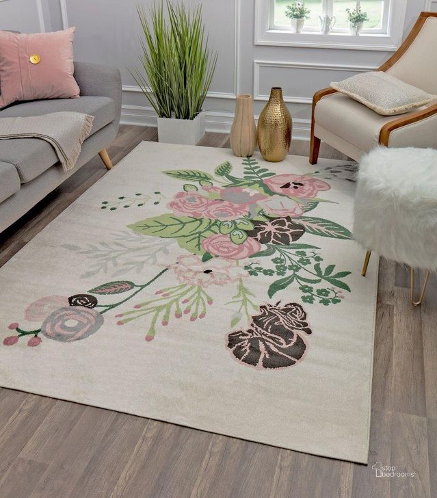 The appearance of Hanna VA25B Floral Charm Ivory Blush Floral Transitional Beige 9' x 12' Area Rug designed by Rugs America in the transitional interior design. This beige piece of furniture  was selected by 1StopBedrooms from Hanna Collection to add a touch of cosiness and style into your home. Sku: RA30514. Material: Polypropylene. Product Type: Area Rugs. Image1