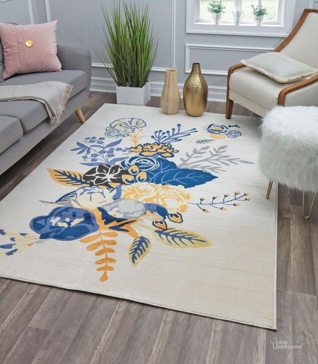 The appearance of Hanna VA25D Floral Charm Ivory Gold Floral Transitional Beige 8' x 10' Area Rug designed by Rugs America in the transitional interior design. This beige piece of furniture  was selected by 1StopBedrooms from Hanna Collection to add a touch of cosiness and style into your home. Sku: RA28490. Material: Polypropylene. Product Type: Area Rugs. Image1