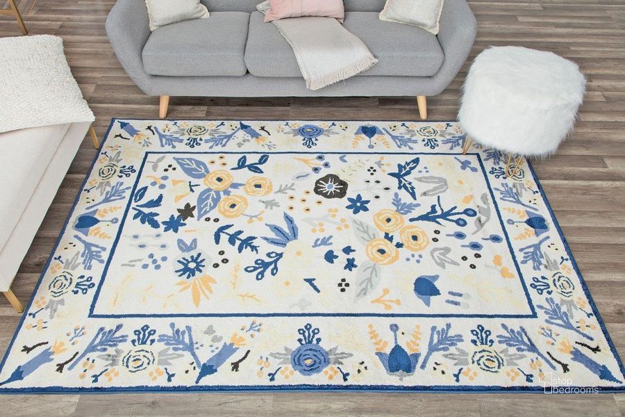 The appearance of Hanna VA30D Gardenia Ivory Gold Floral Transitional White 9' x 12' Area Rug designed by Rugs America in the transitional interior design. This white piece of furniture  was selected by 1StopBedrooms from Hanna Collection to add a touch of cosiness and style into your home. Sku: RA30519. Material: Polypropylene. Product Type: Area Rugs. Image1
