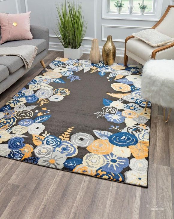 The appearance of Hanna VA35A Royal Blossom Golden Ony x Floral Transitional Black 8' x 10' Area Rug designed by Rugs America in the transitional interior design. This black piece of furniture  was selected by 1StopBedrooms from Hanna Collection to add a touch of cosiness and style into your home. Sku: RA28505. Material: Polypropylene. Product Type: Area Rugs. Image1