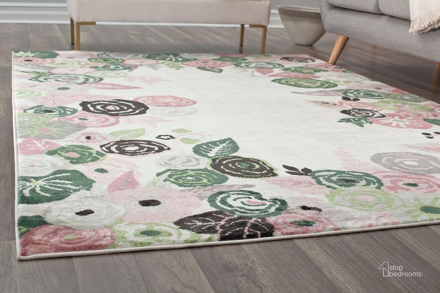 The appearance of Hanna VA35B Royal Blossom Pink Ivory Floral Transitional Beige 9' x 12' Area Rug designed by Rugs America in the transitional interior design. This beige piece of furniture  was selected by 1StopBedrooms from Hanna Collection to add a touch of cosiness and style into your home. Sku: RA30521. Material: Polypropylene. Product Type: Area Rugs. Image1
